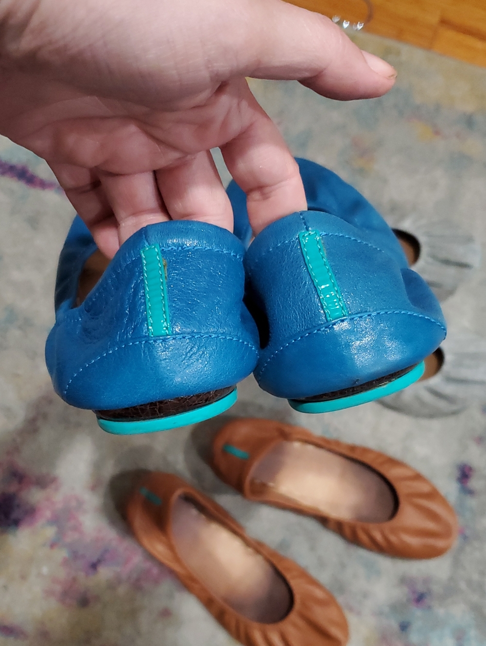 3 Pair Tieks - Silver Lake, Blue, And Brown - Size 9 - Picture 5 of 16